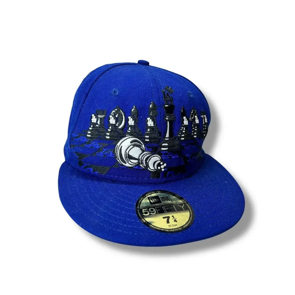 Los Angeles Dodgers Chess New Era 59Fifty Baseball Hat Size‎ 7-1/4 MLB Fitted